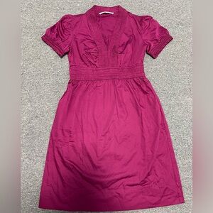 Diane Von Furstenberg Magenta Smocked Trim Top